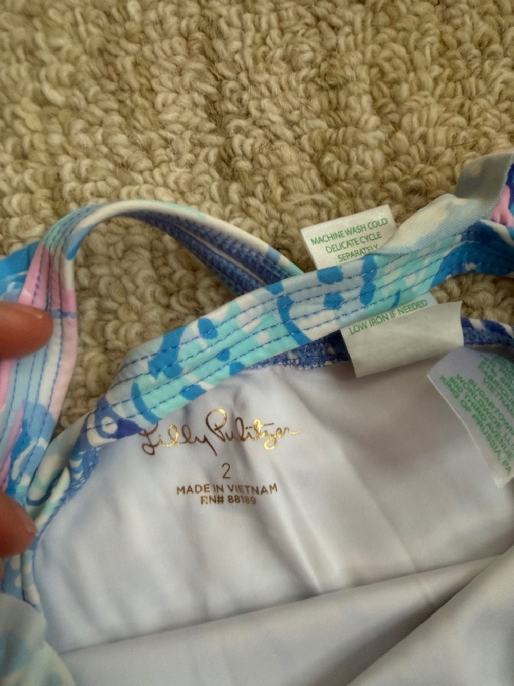 Lilly Pulitzer Girls One-Piece Swimsuit in Blue, Pink, Aqua - Picture 2 of 3
